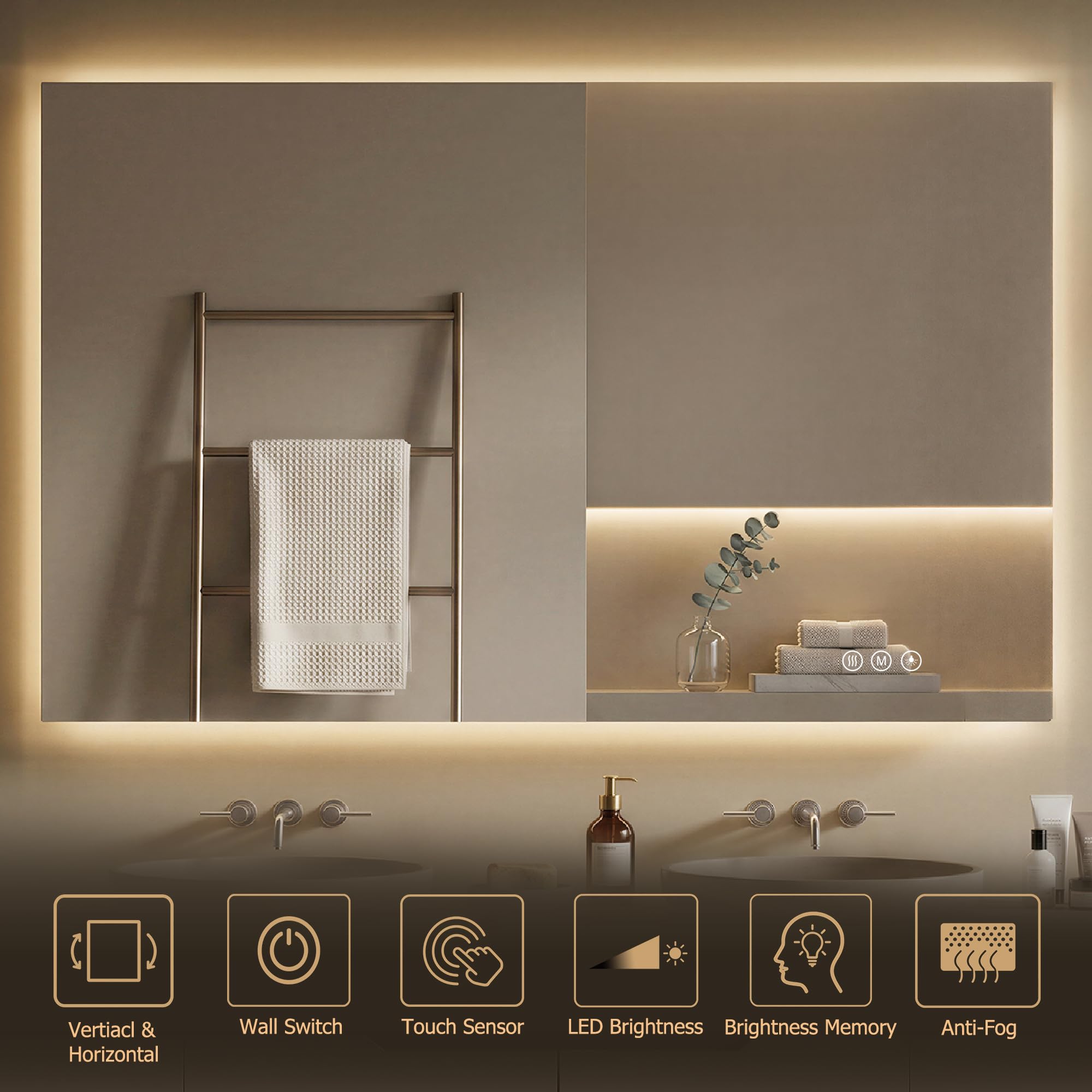 Defog feature with 50 percent larger coverage on mirror