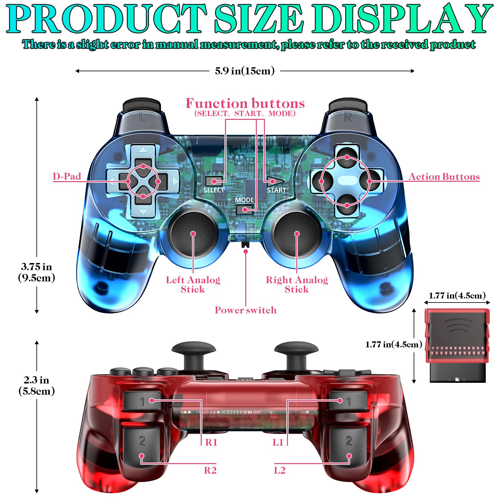 Degulan third party PS-2 wireless gamepad for Play 2