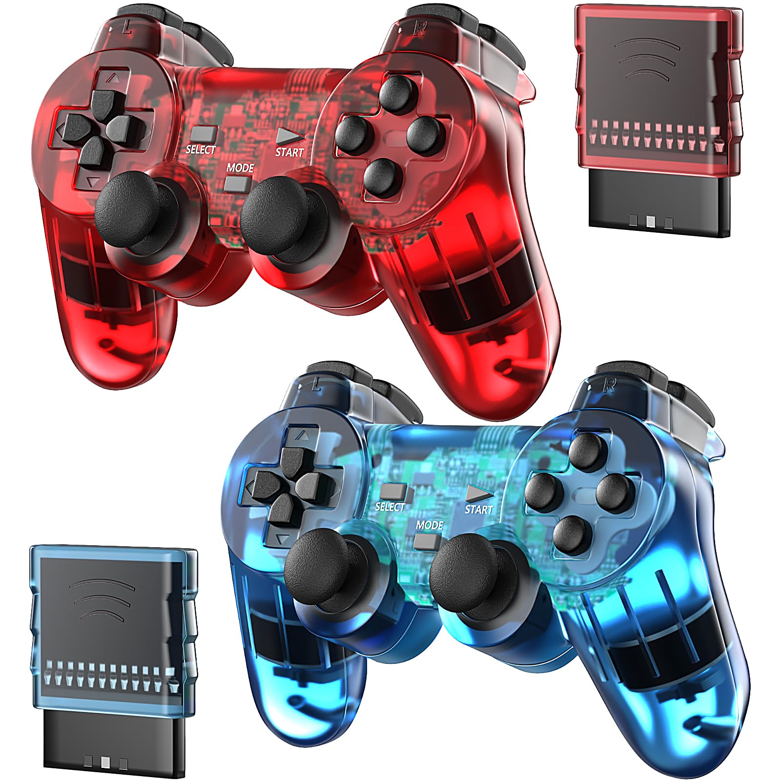 Degulan wireless controller PS-2 ClearRed color for Play 2