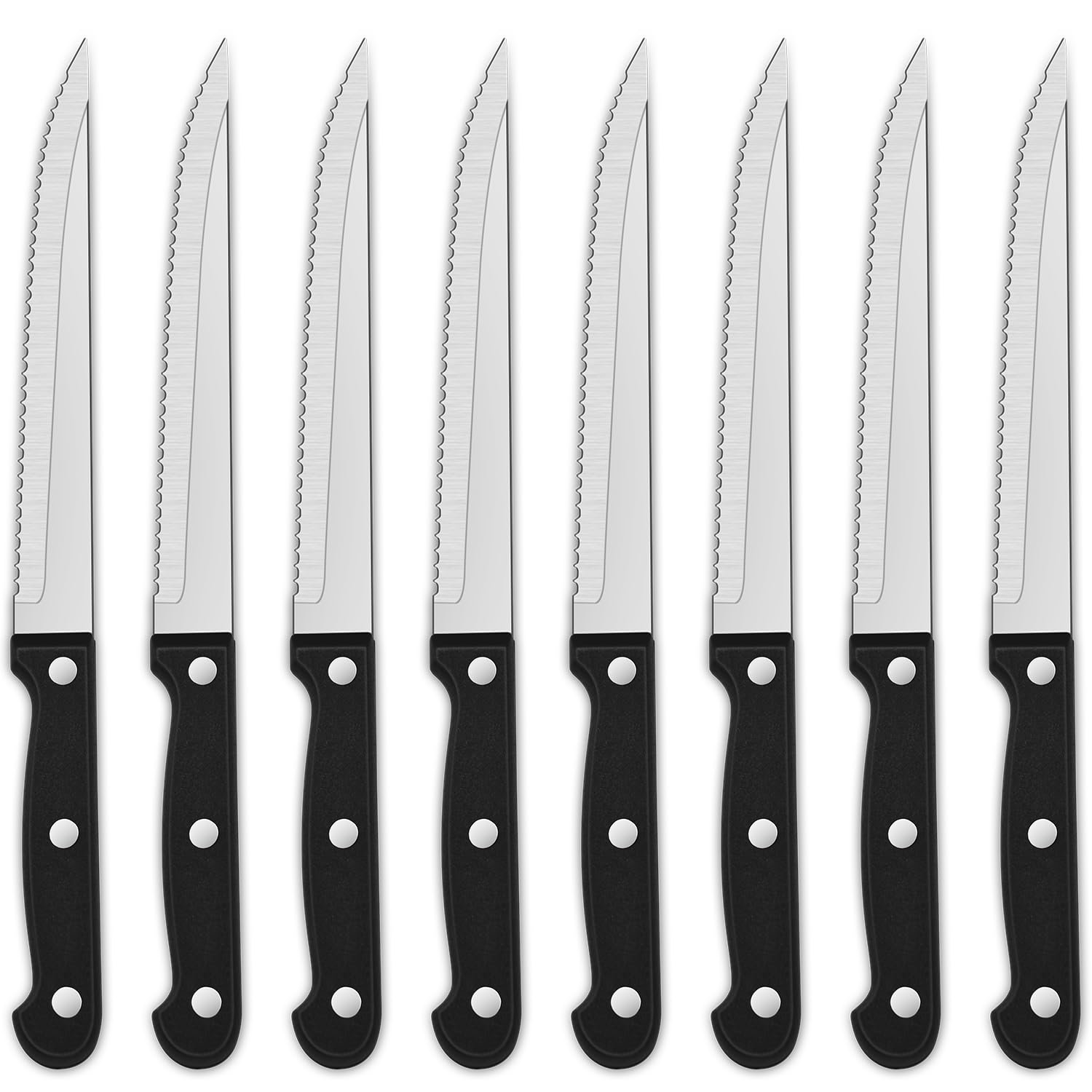 Dehov Sharp Serrated Steak Knives Set stainless steel blades