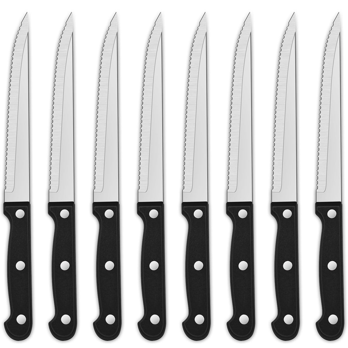 Dehov Sharp Serrated Steak Knives Set stainless steel blades