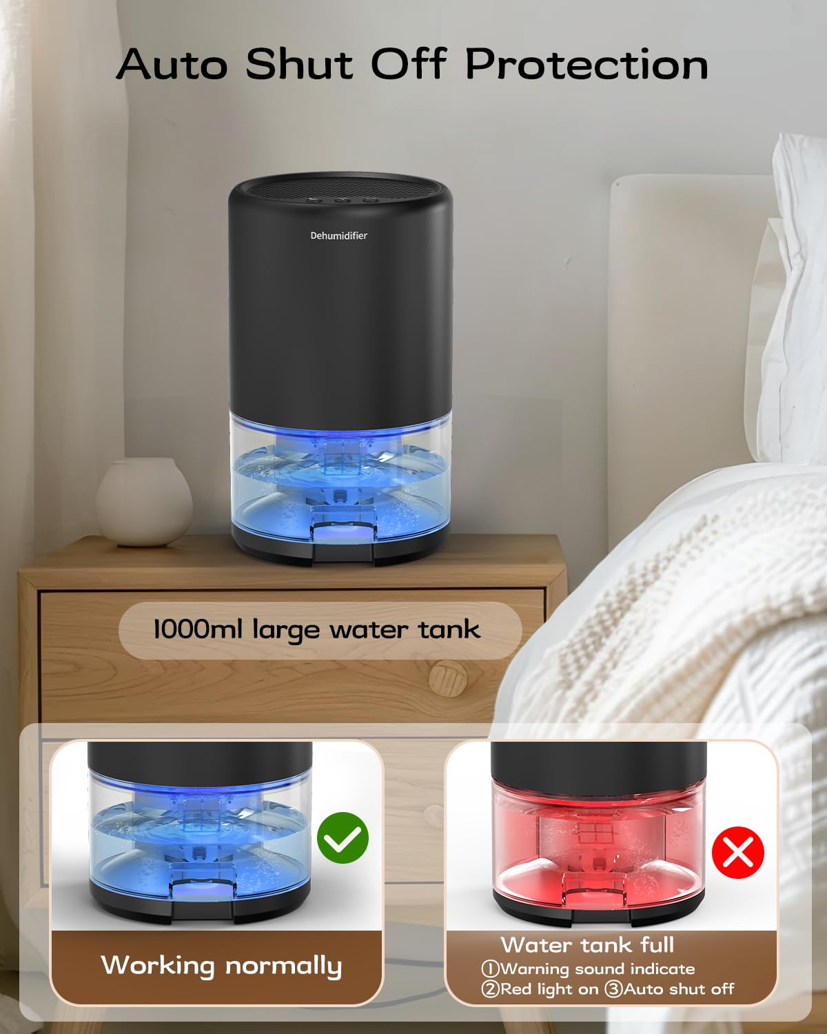 7 color night lights on dehumidifier