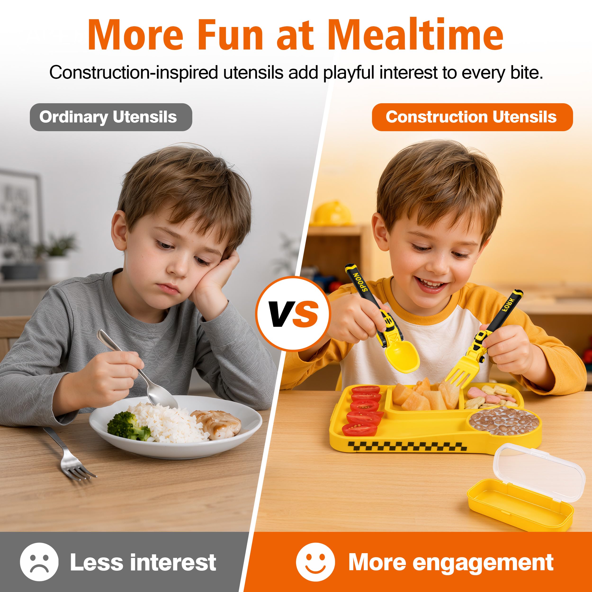 Fork and spoon set for toddlers with storage case