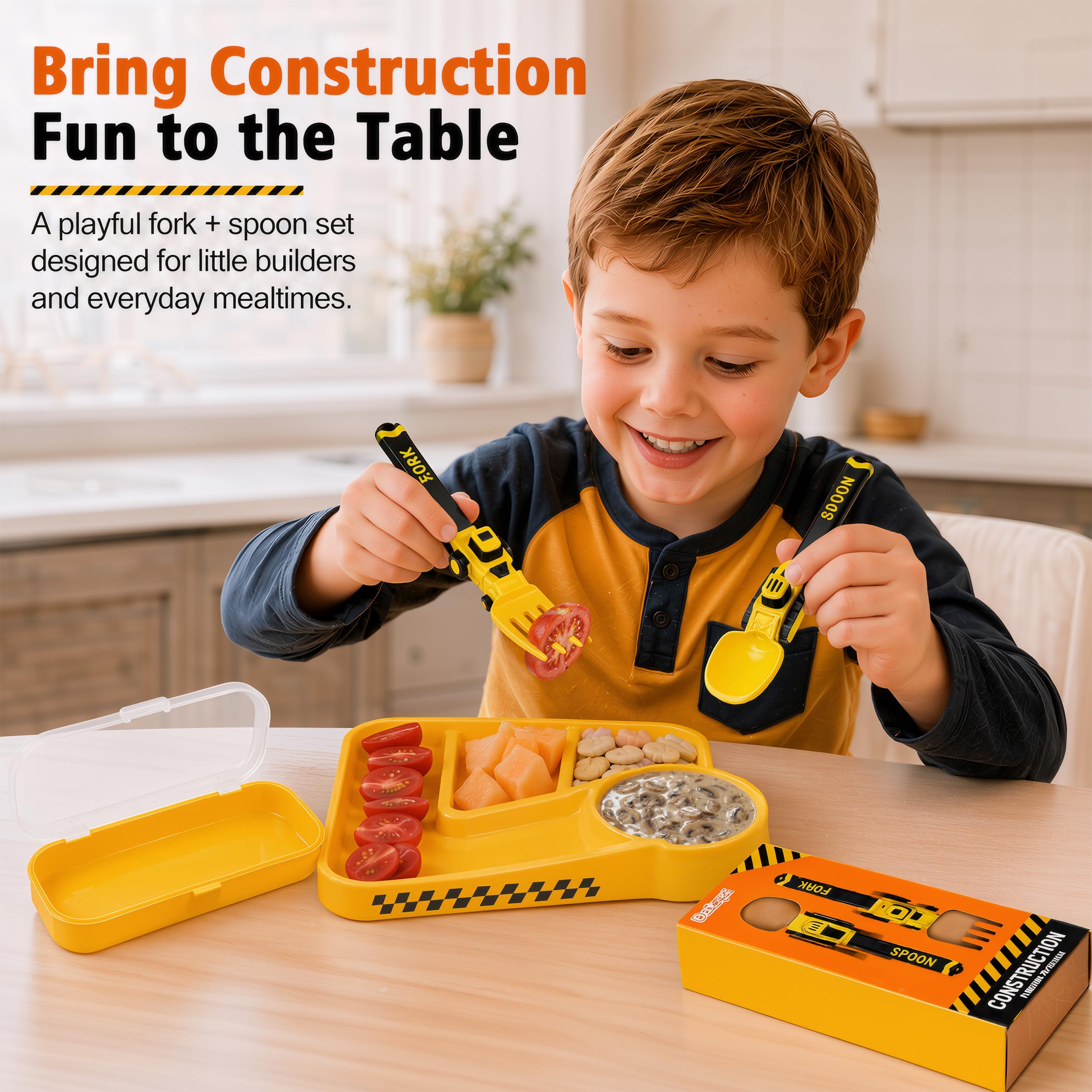 Construction truck themed toddler eating set