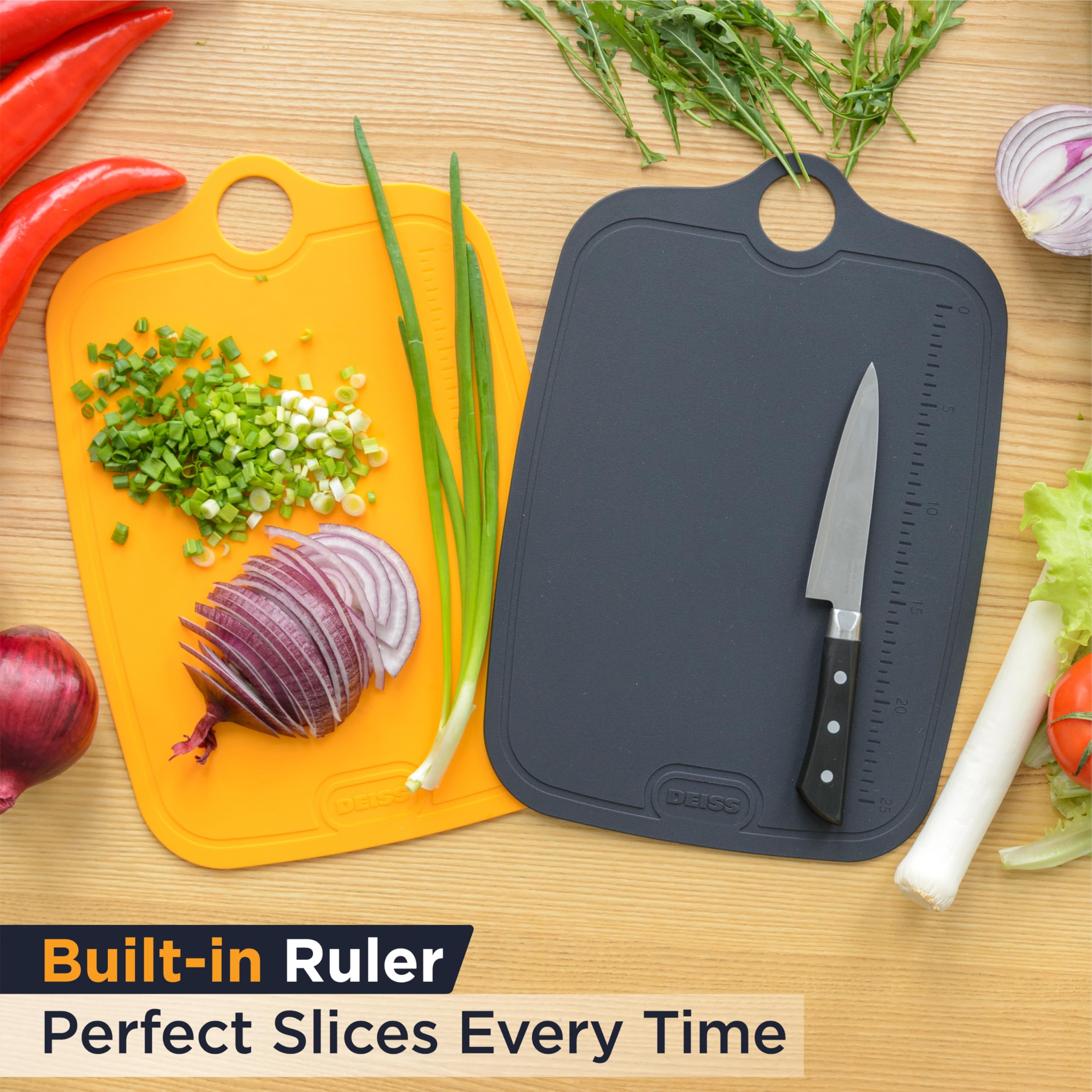 Flexible lightweight Deiss LUX cutting boards for kitchen use