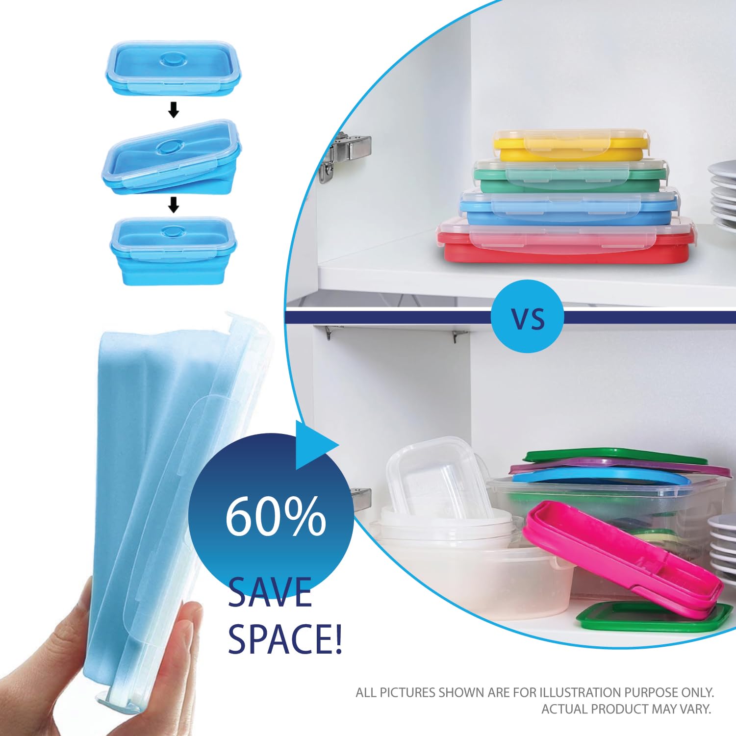 1200 ml collapsible silicone container