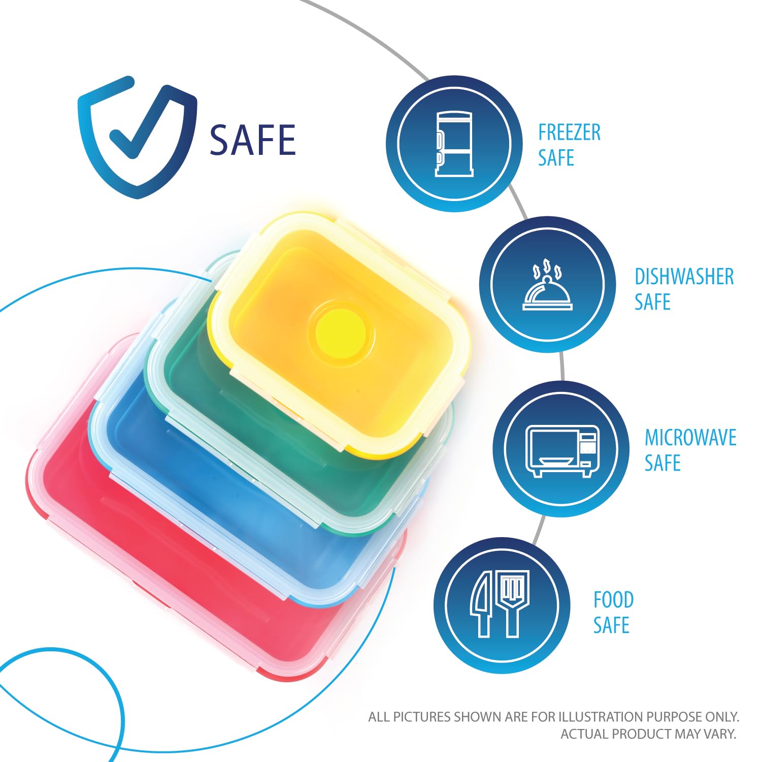 Freezer safe silicone storage container for food