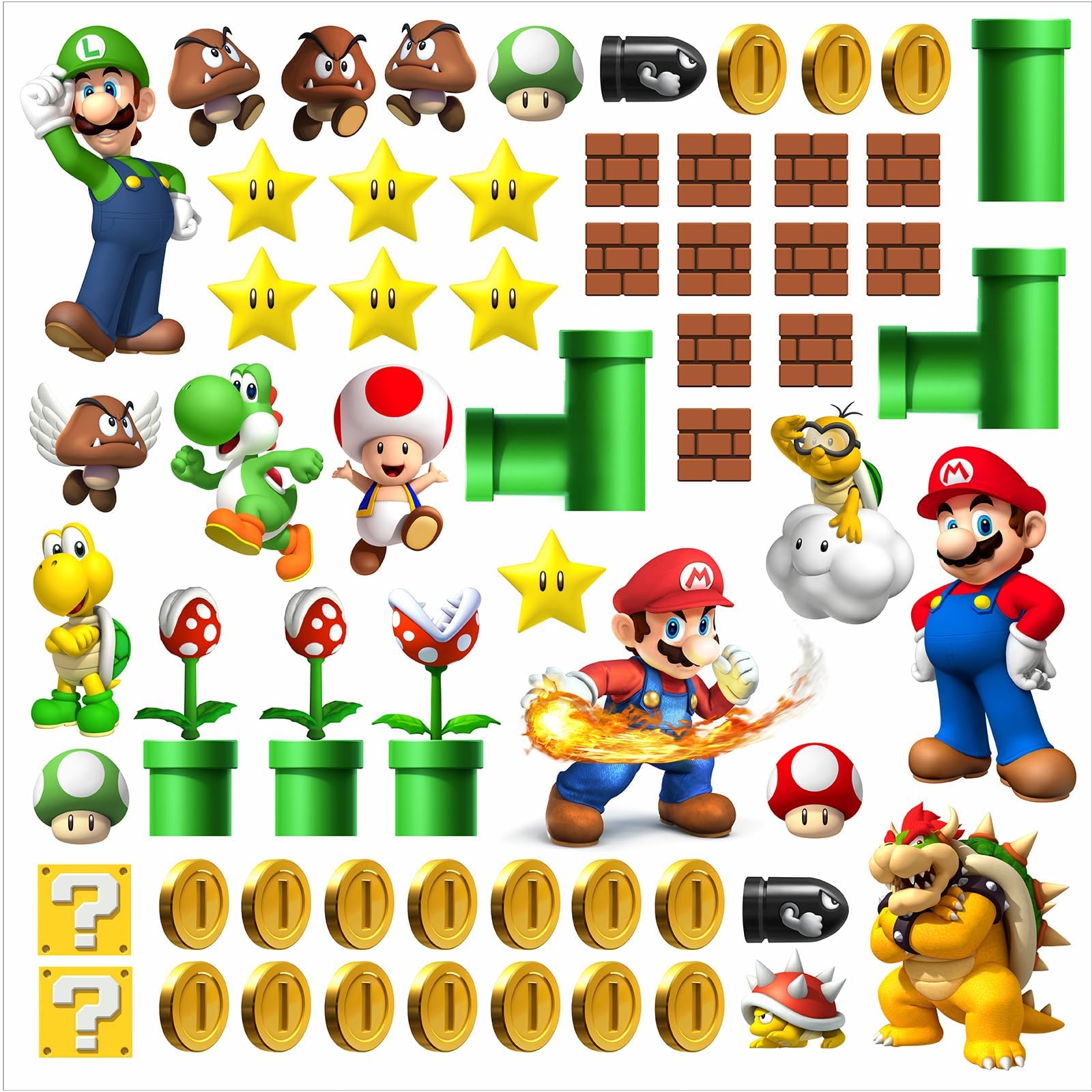 Mario party decor wall stickers set