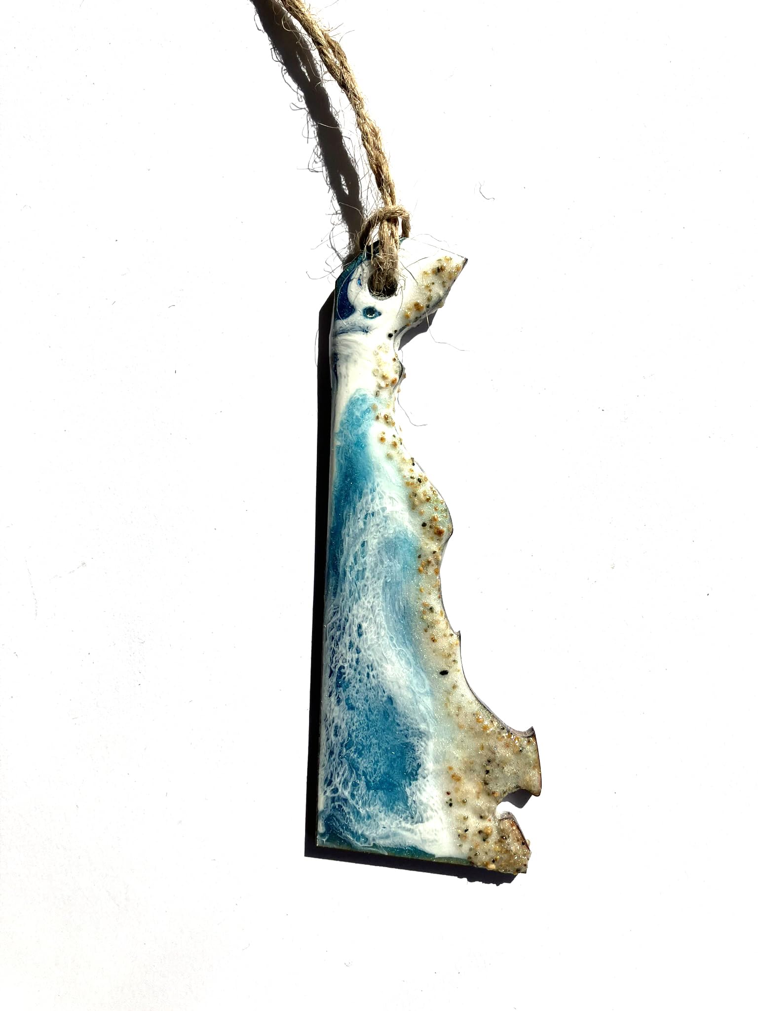 Delaware Holiday Ornament resin art with real beach sand