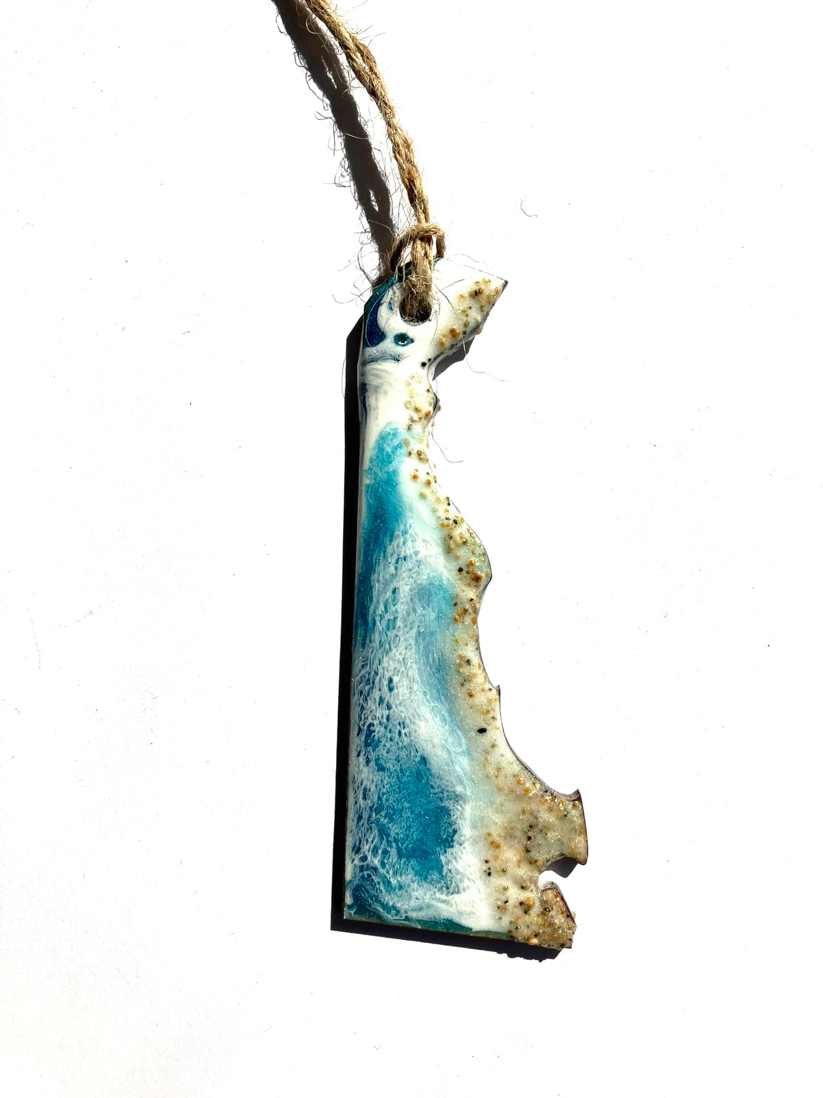 Delaware Holiday Ornament resin art with real beach sand