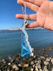 4 inch ornament ocean waves and sand resin