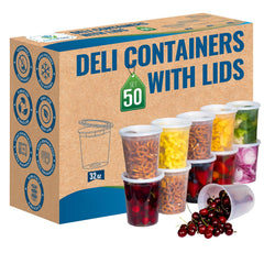 Deli Plastic Food Containers 50 Sets with Airtight Lids