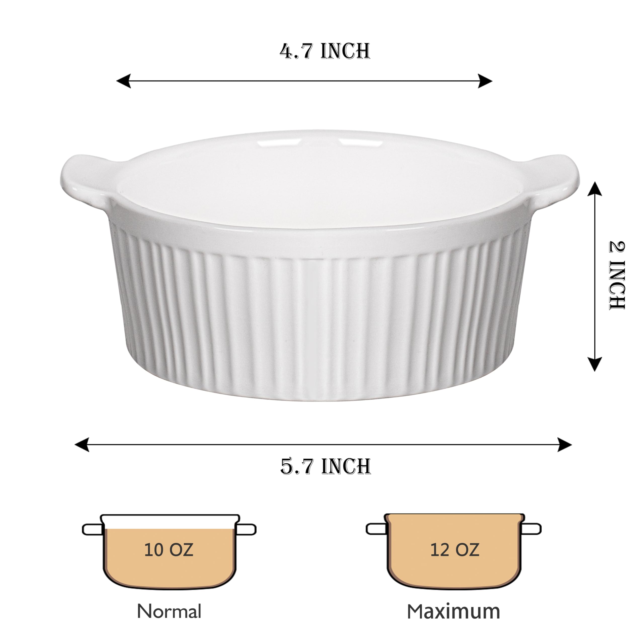 12 oz porcelain ramekins for baking and serving