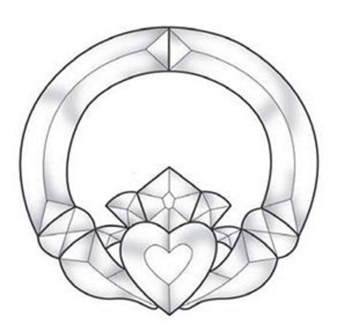 Delphi Glass Small Irish Claddagh bevel cluster kit 12 pieces clear beveled glass 6 x 6 1/4