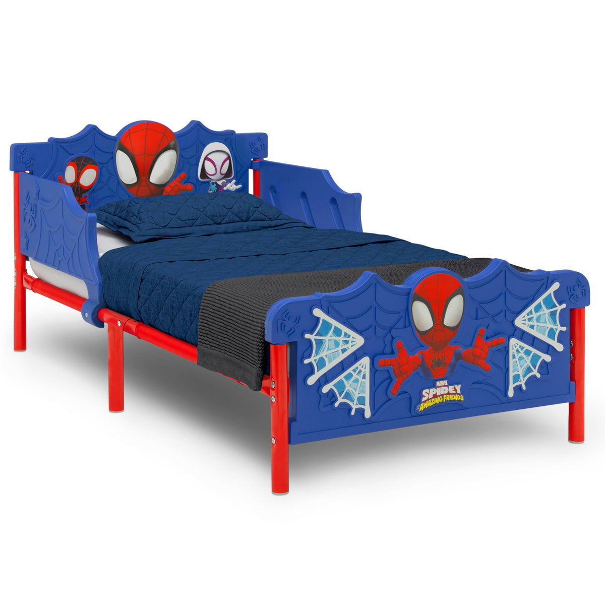 Delta Children Spidey 3D Toddler Bed blue front view