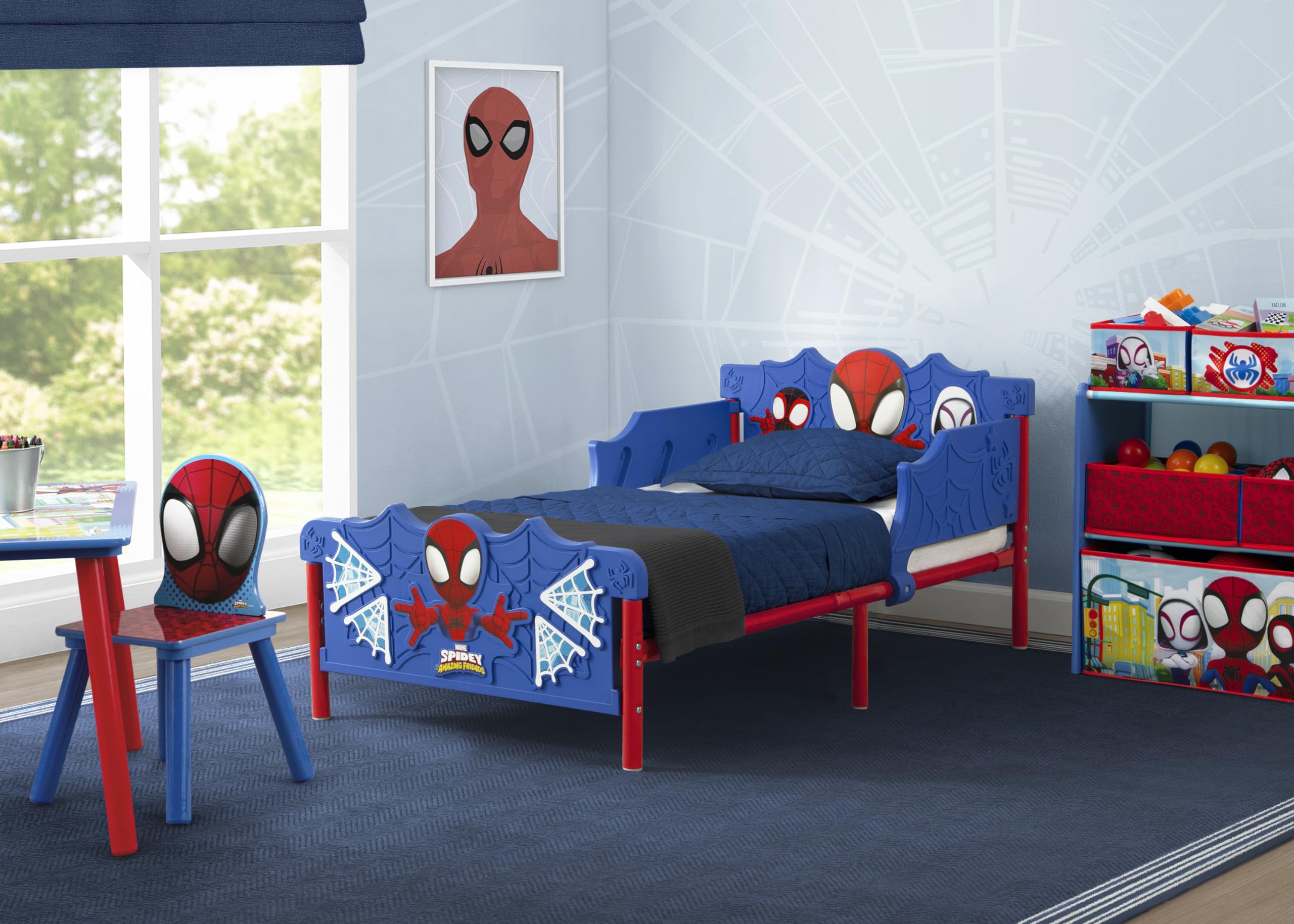 Two guardrails on Delta Children toddler bed