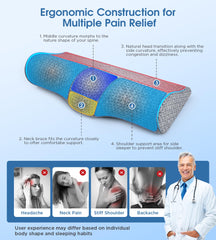 Demelon cervical neck pillow suited for back and side sleepers