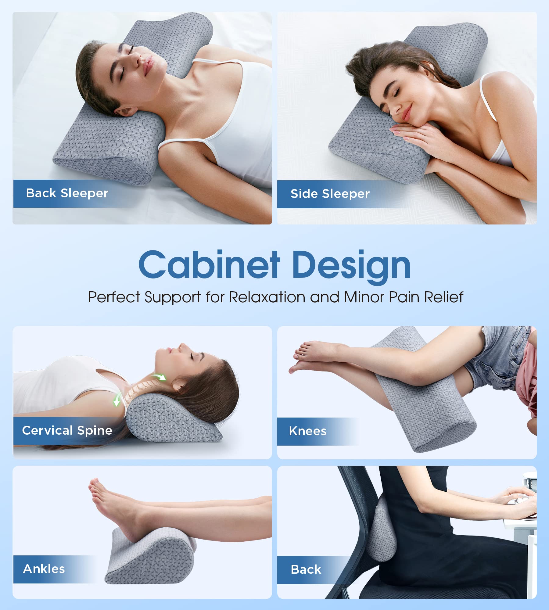 Foldable travel-ready Demelon cervical neck pillow in compact form