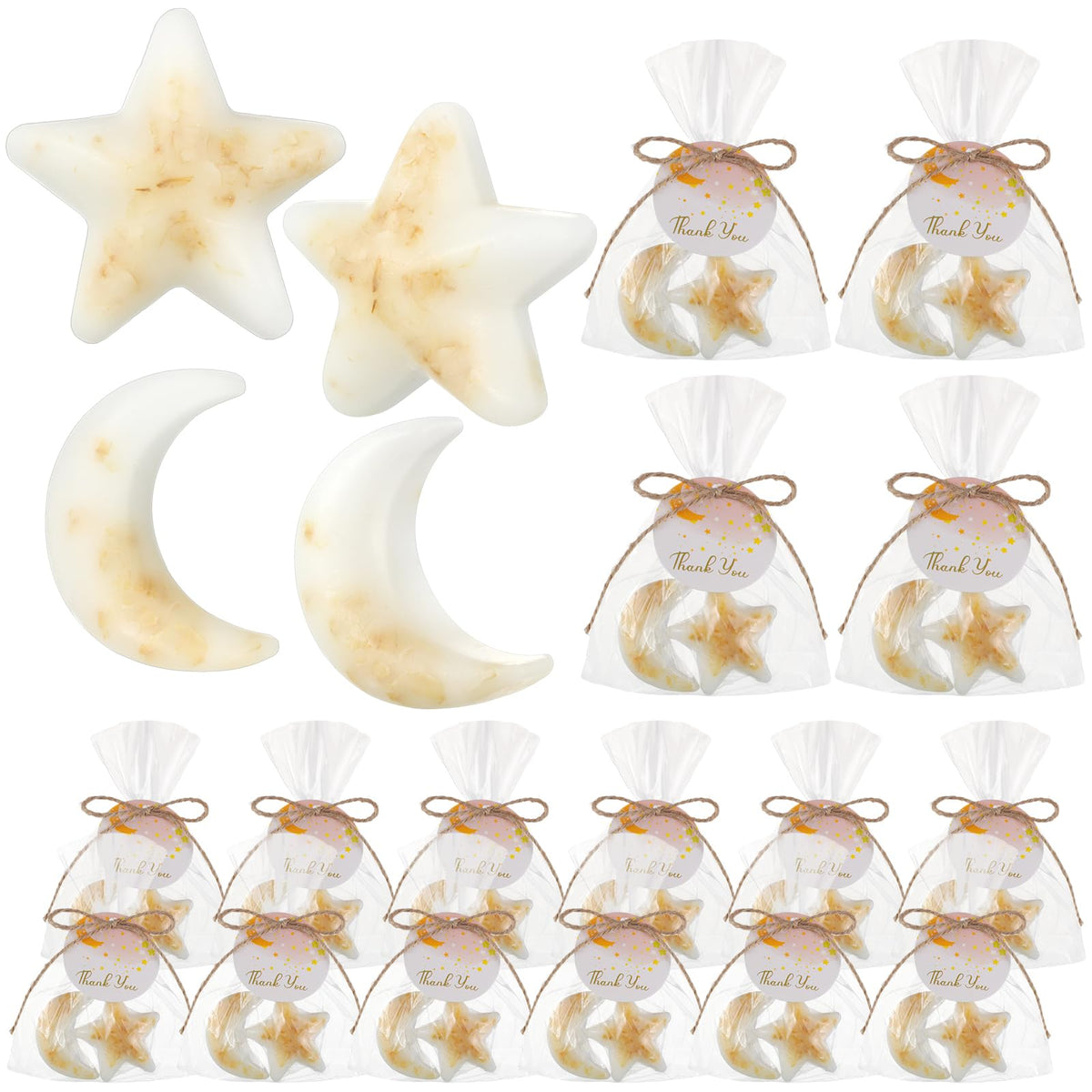 Demissle moon and star shaped soaps in white