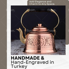 Handmade 1mm thick copper teapot with brass knob and handle