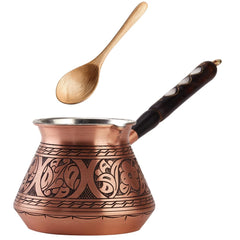 DEMMEX copper Turkish coffee pot cezve with wooden handle