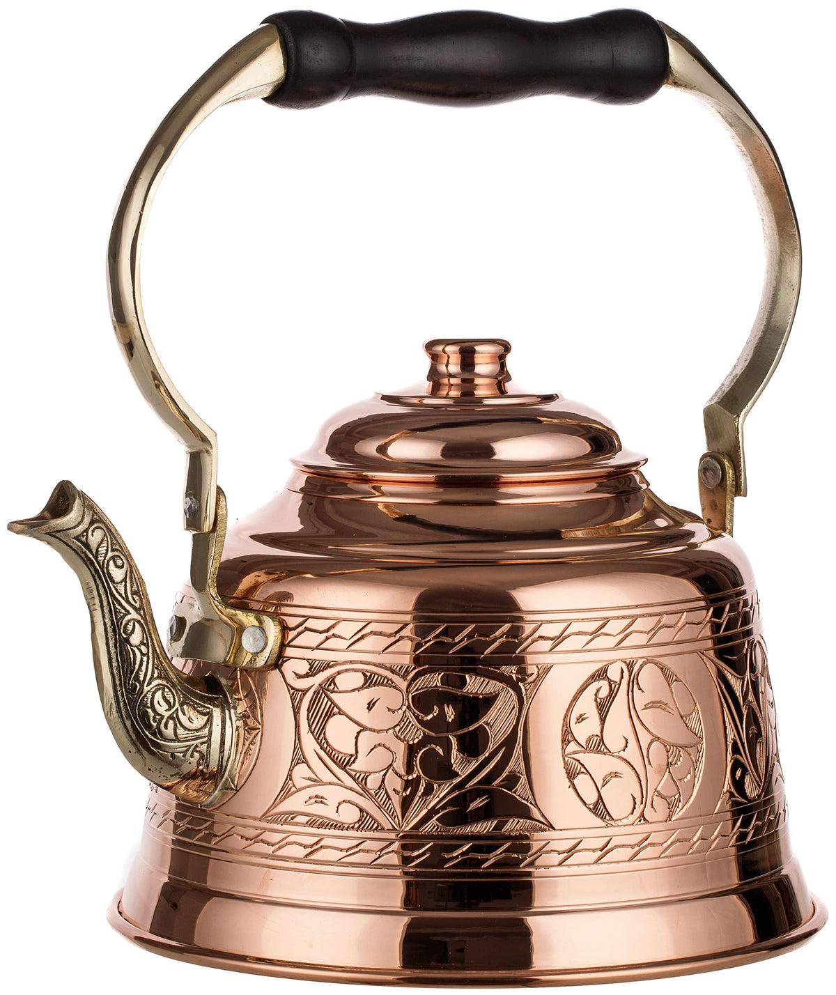 DEMMEX heavy gauge copper tea pot with engraved surface