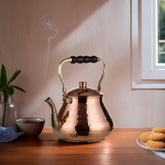 Handcrafted Turkish copper teapot with large capacity