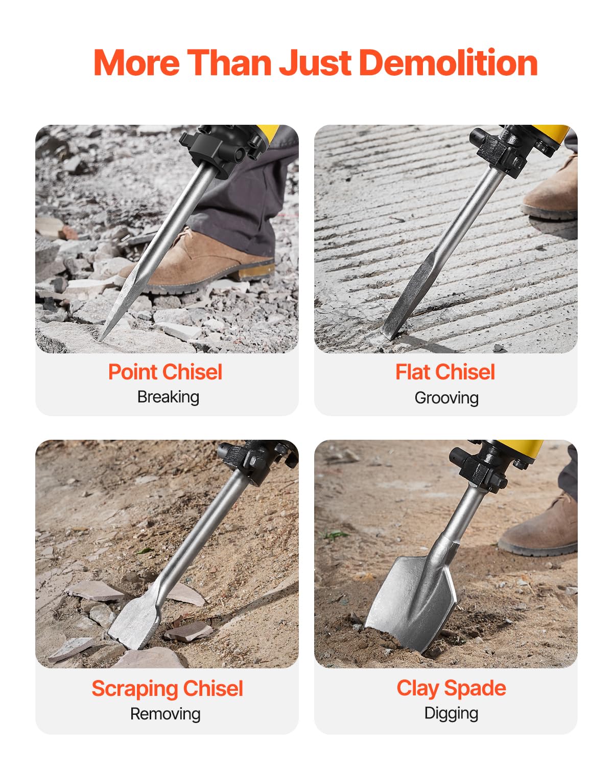 Chisels types clay spade scraping flat and point included
