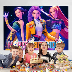 Demon Hunters Happy Birthday Backdrop for kids party banner