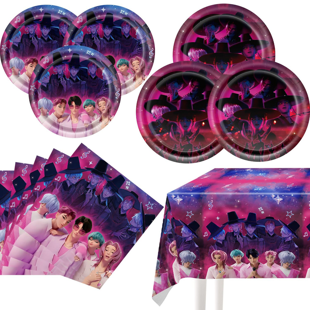 Demon Hunters Birthday Decorations plates and napkins set