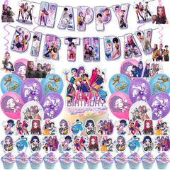 Demon Movie Hunters birthday banner and decorations