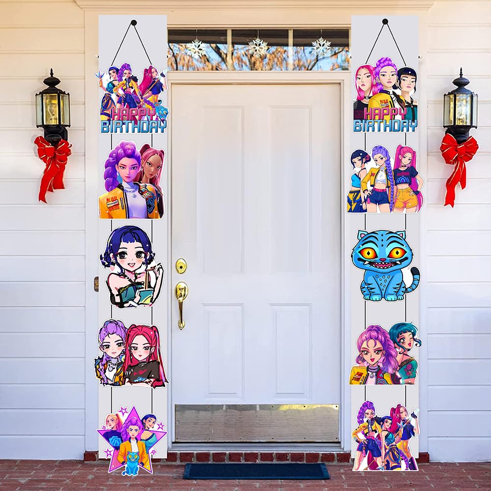 Demon Movie Hunters porch sign banner image showing 5-character paper signs