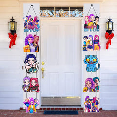 Demon Movie Hunters porch sign banner image showing 5-character paper signs