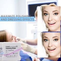 Tooth gap polishing strip designed for hard to reach areas