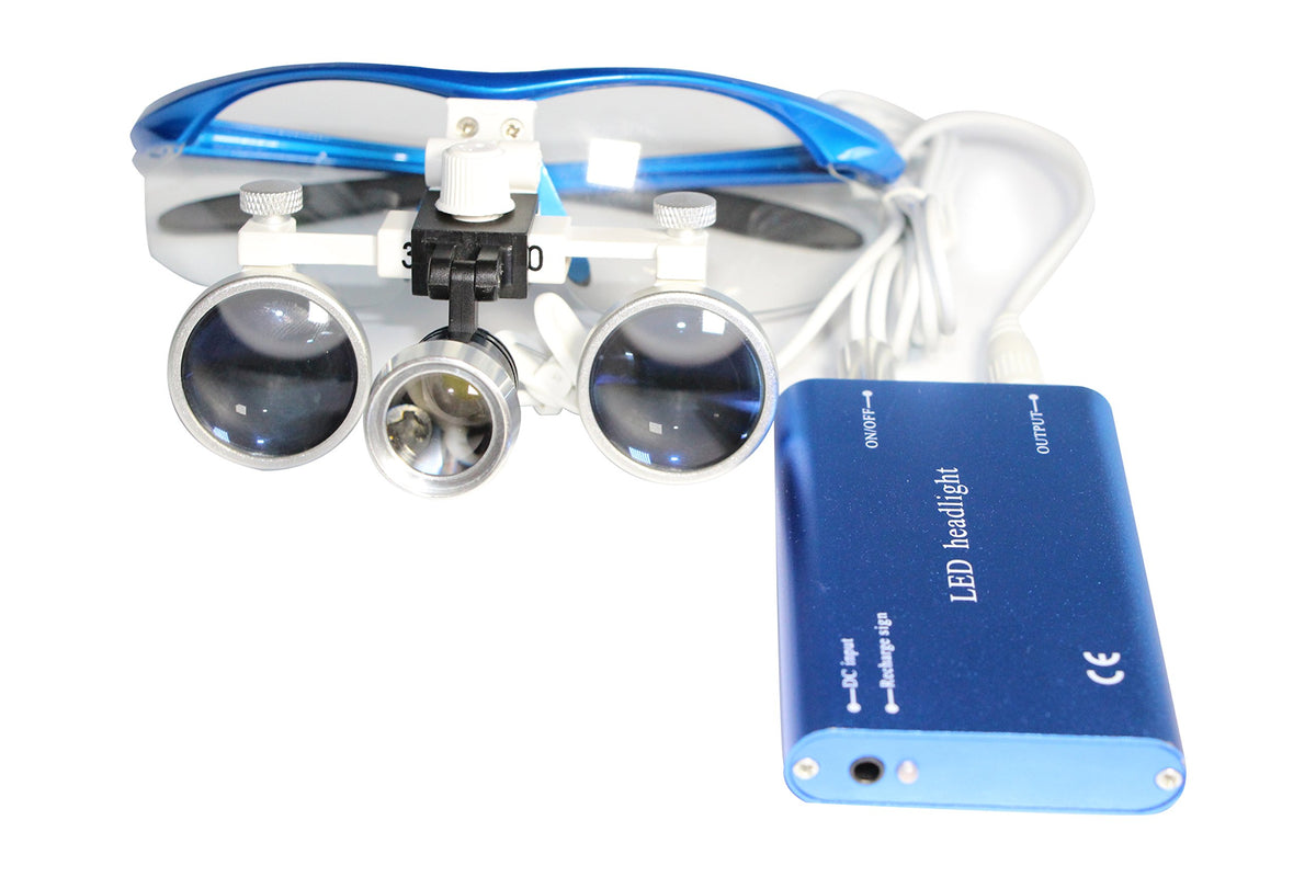Dental Power Dental Binocular Loupes 3.5X 420mm with LED headlight