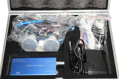 Blue aluminum box packaging for Dental Power loupes