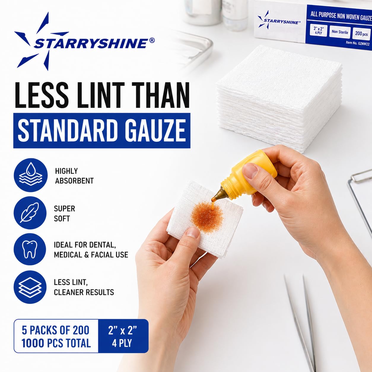 Gauze pads used in clinics and home care image