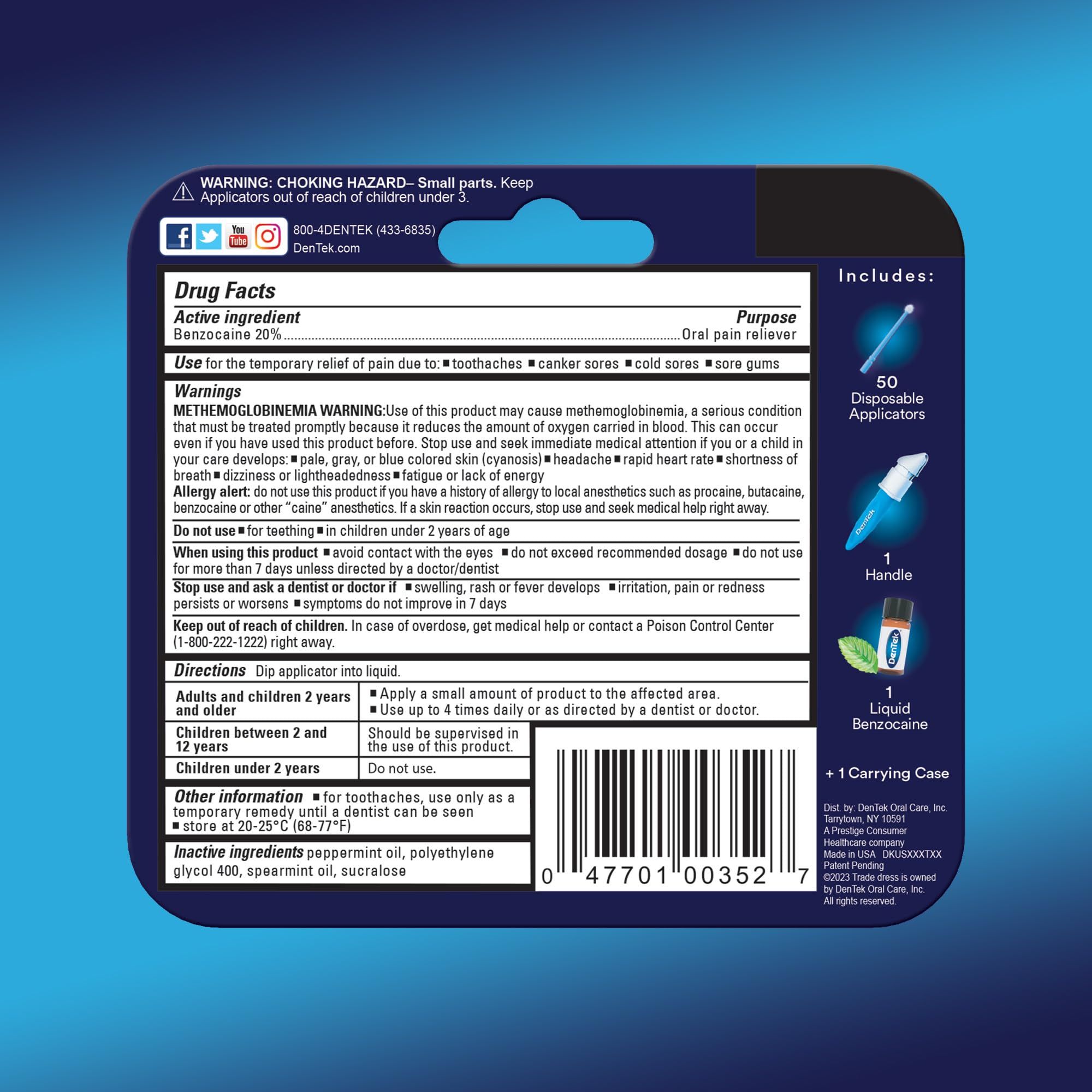 Fifty disposable applicators shown with DenTek handle