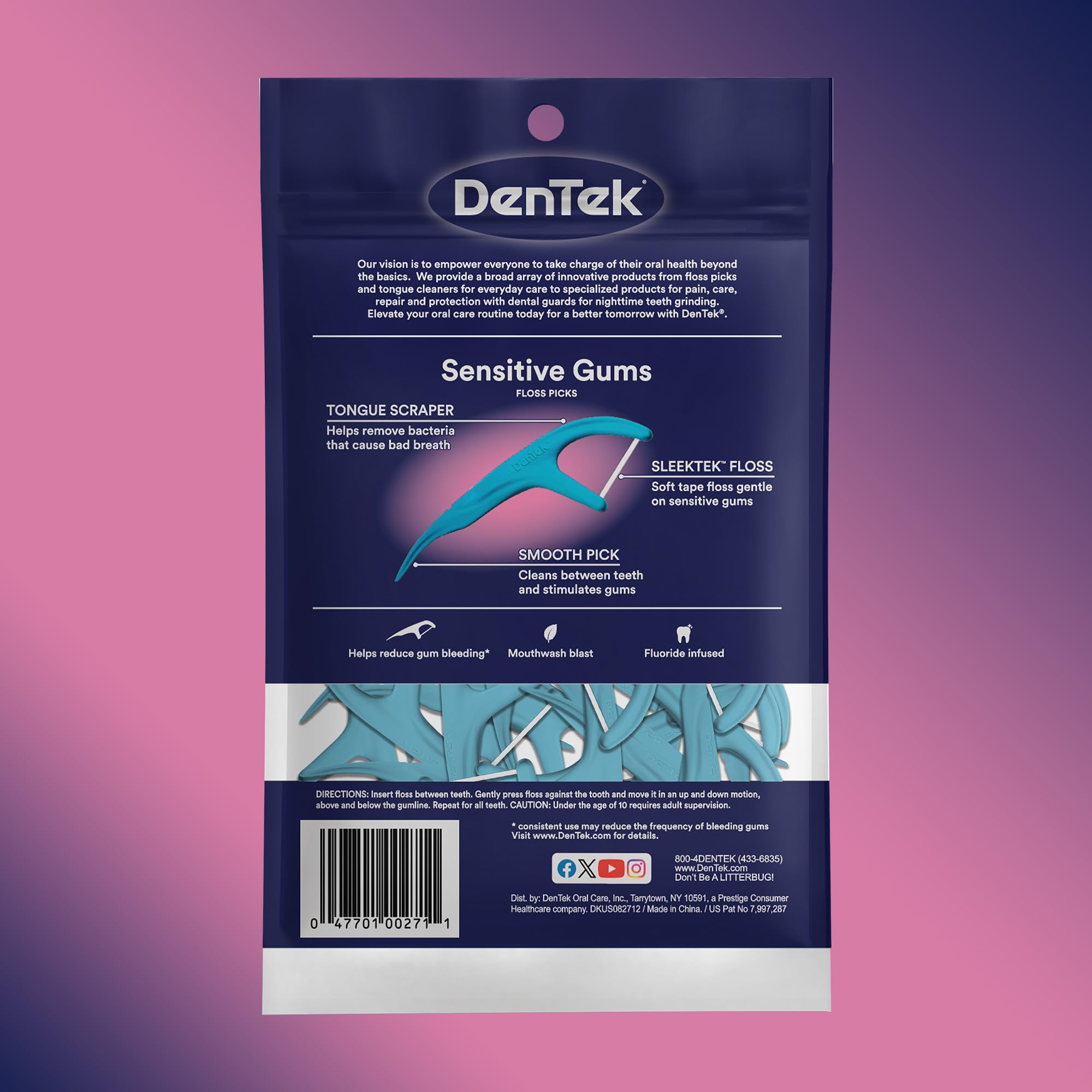 Dentek Comfort Clean Sensitive Gums floss picks travel pack