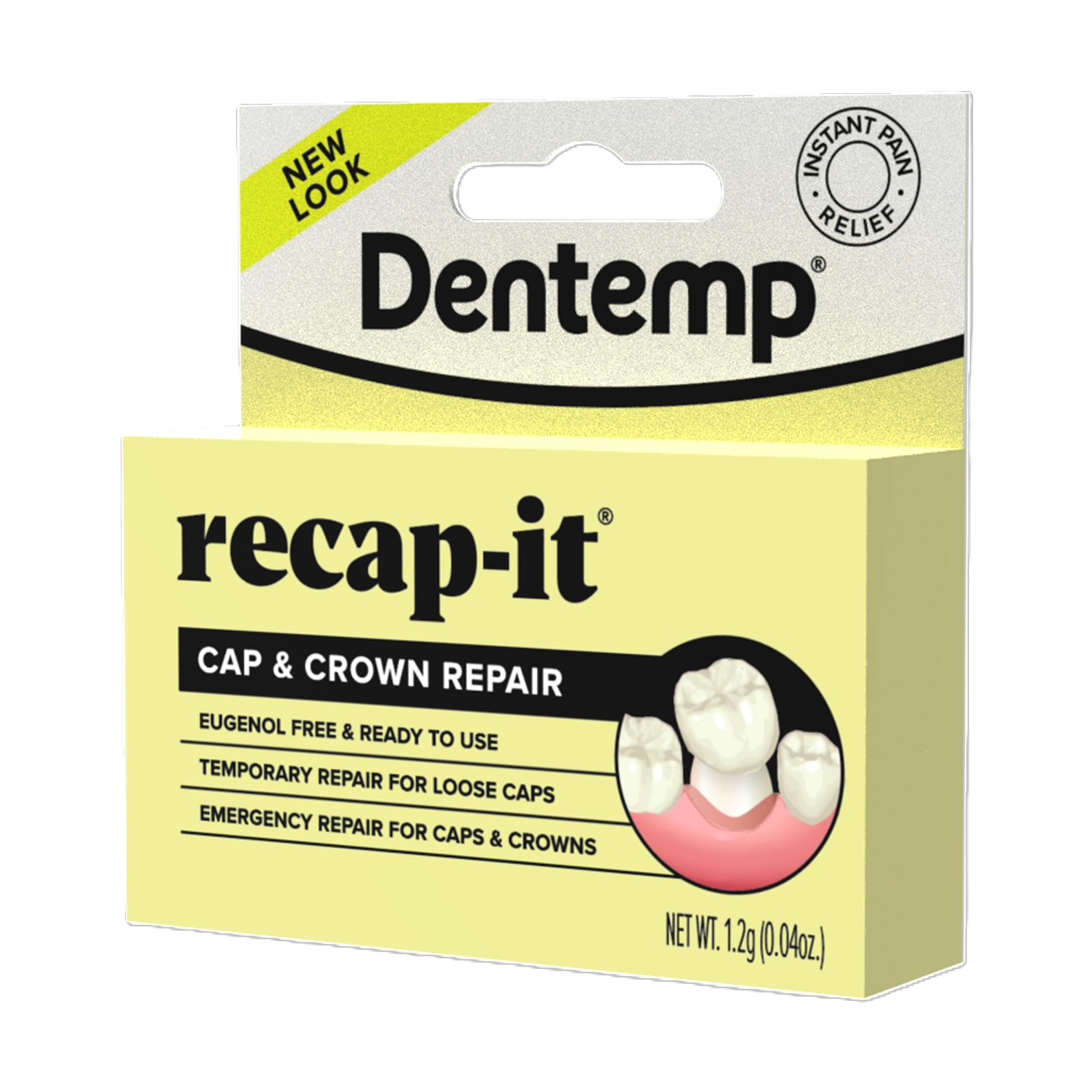 Temporary cement formula inside the kit for reseating crowns