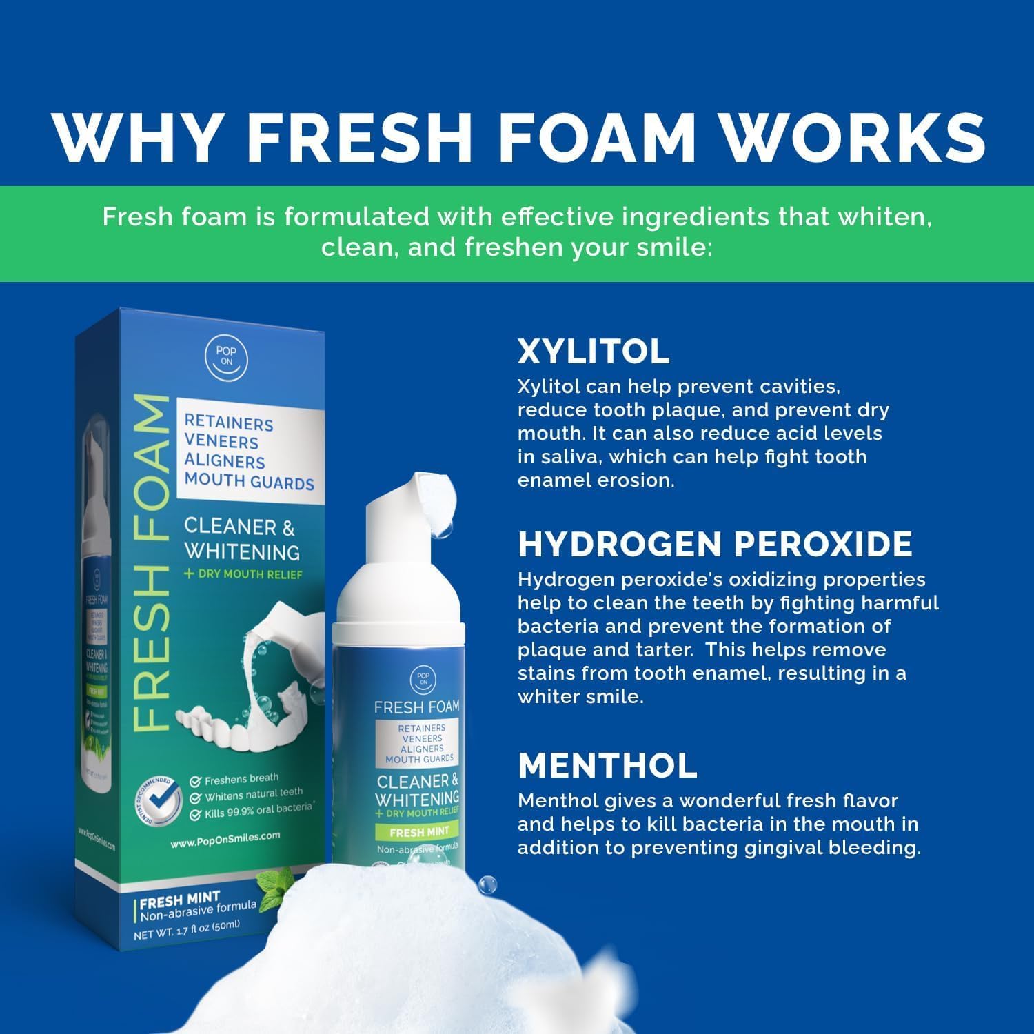 Dentures and dental appliances cleaner foam
