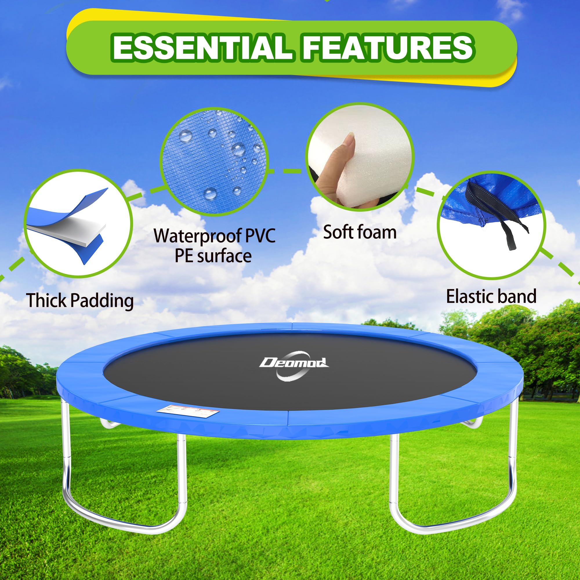 Deomod Trampoline Pad 12ft blue round arch safety pad