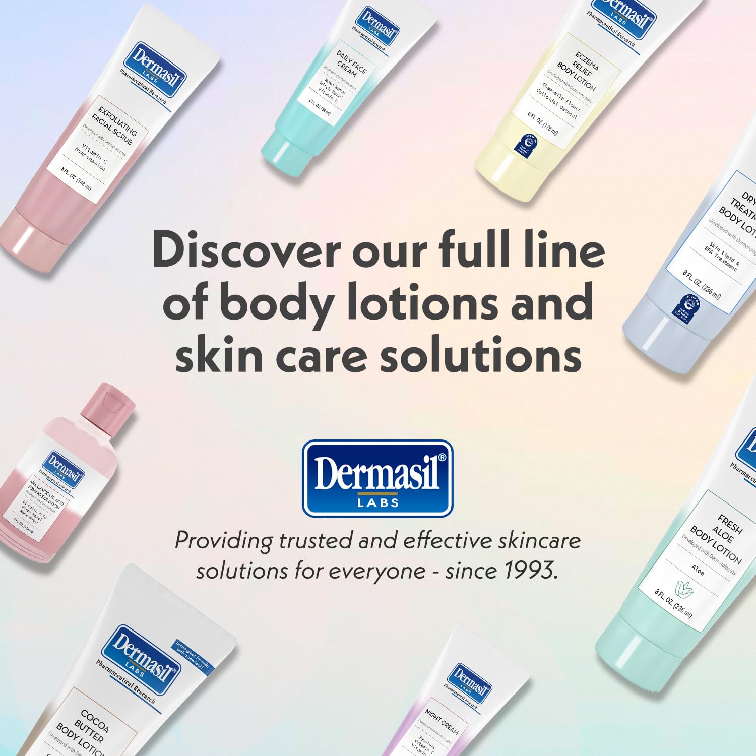 NEA approved Dermasil dry skin lotion packaging