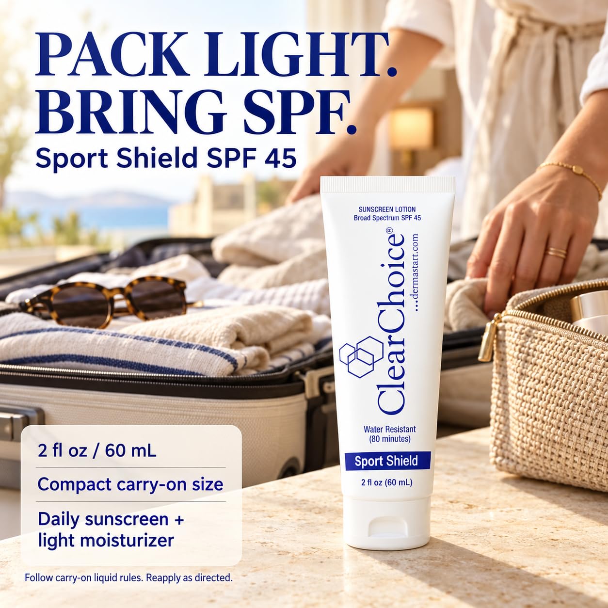 Travel-friendly zinc oxide sunscreen for gym bag and beach tote
