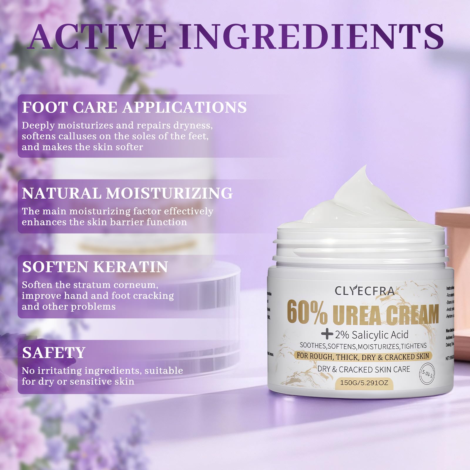 Dermatologist-grade strength urea cream for dry skin