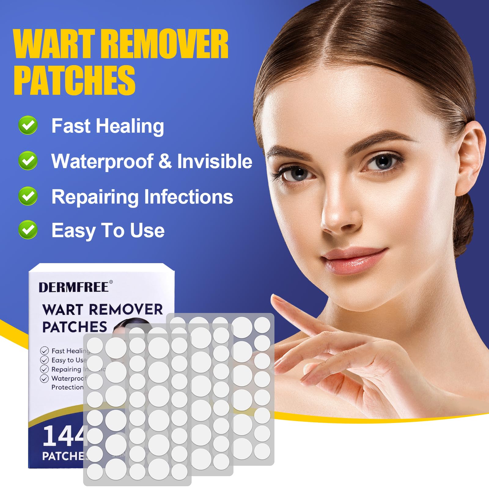Hydrocolloid wart patches by DERMFREE for hands and feet