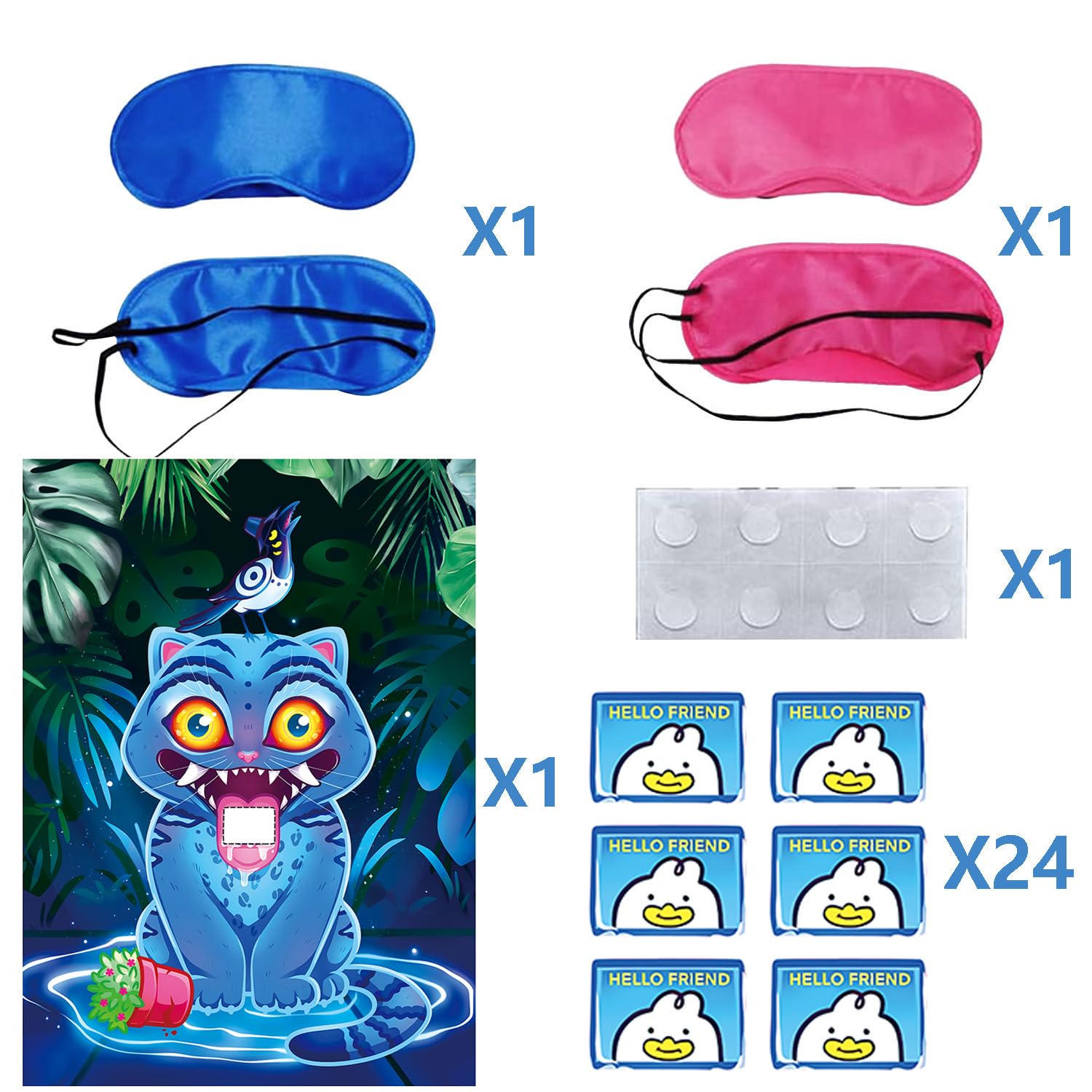 Derpy party games set with pink and blue blindfolds