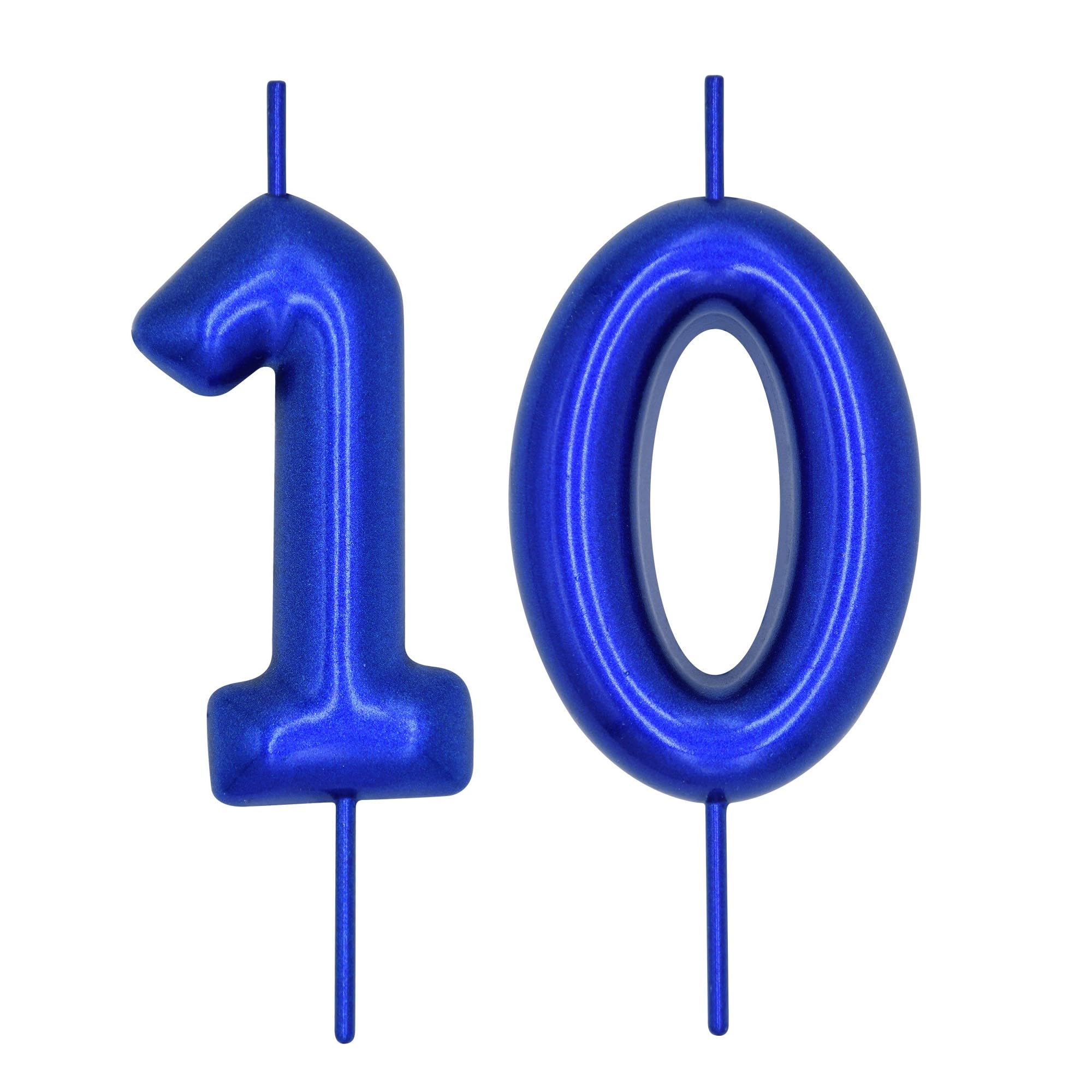 DERVENTA blue number 10 candle 2.36 inch cake topper