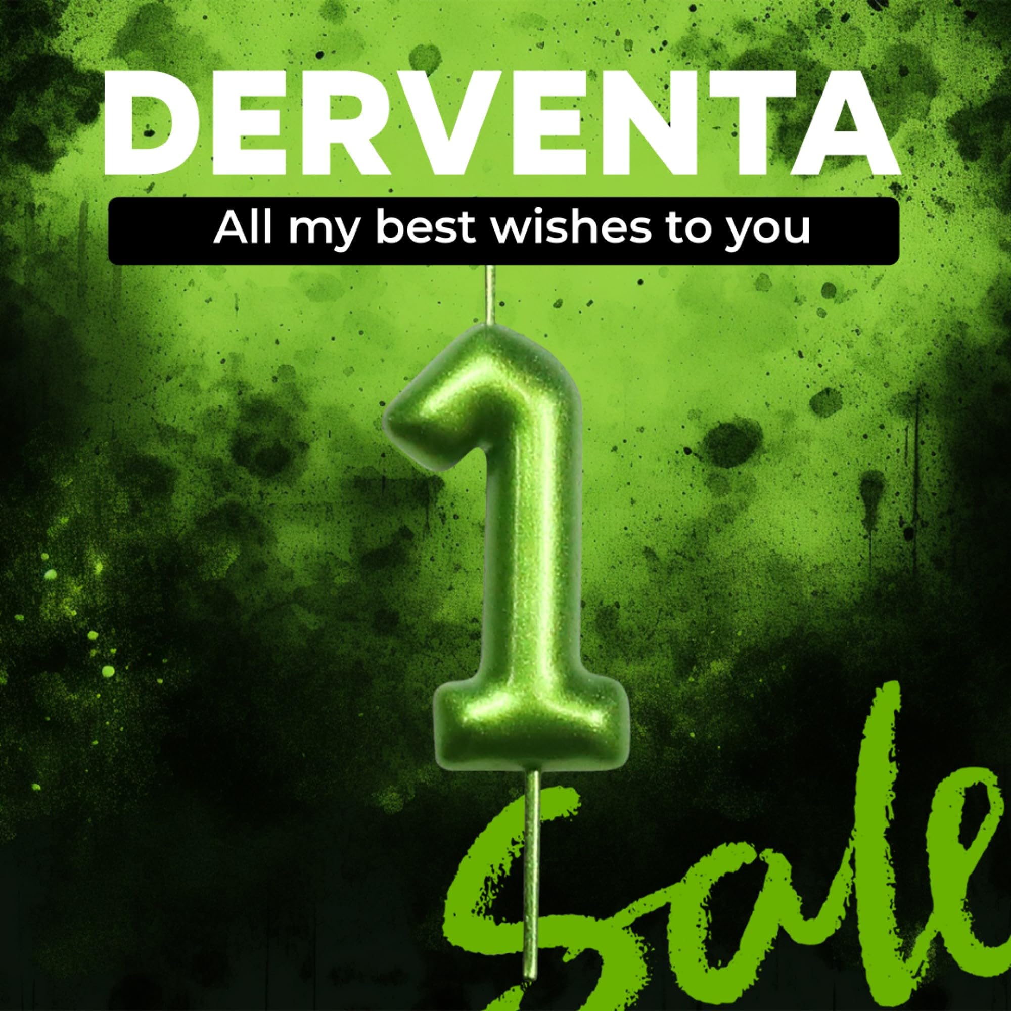 green number candle 2.36 inch cake topper by derventa