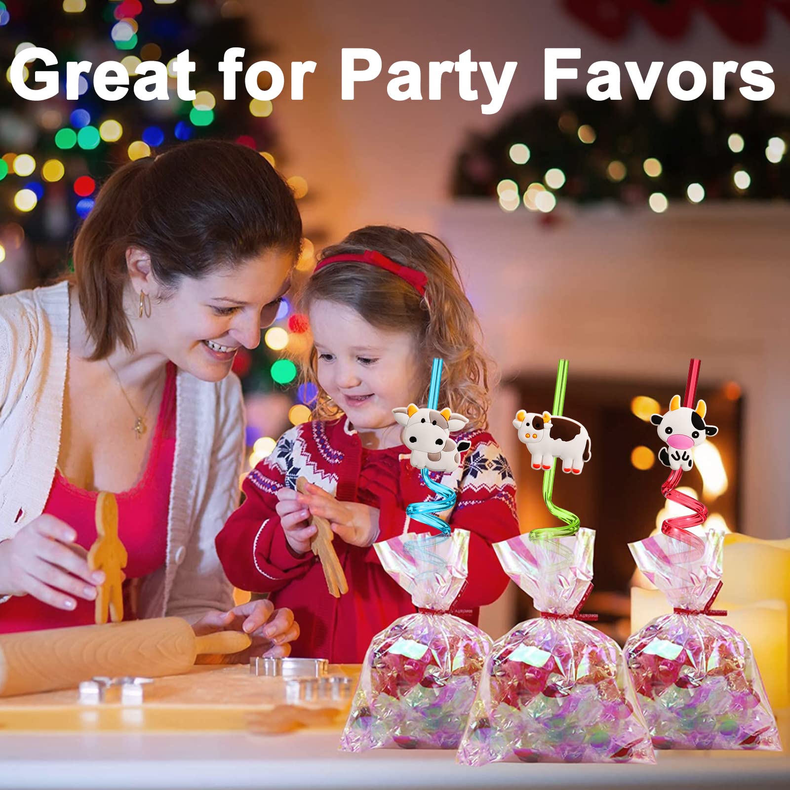 five design styles and colors on cow straws